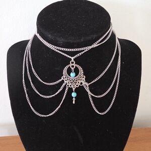 Elegant Silver and Turquoise Anklet